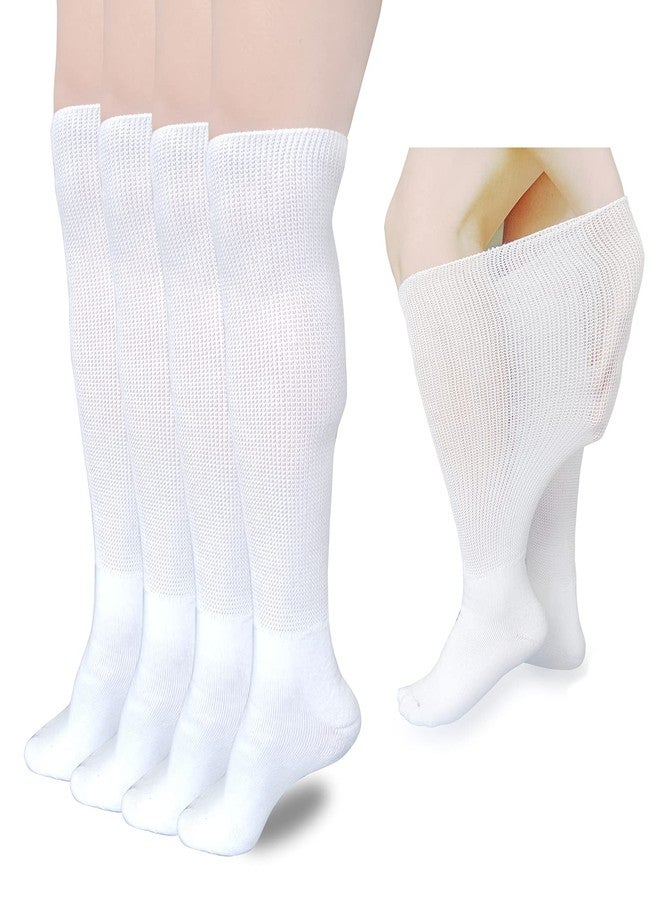 VEIGIKE Diabetic Edema Socks, Extra Wide Lymphedema Socks Walking boot sock, Bariatric Cast Sock for Men Women, 2 Pairs(white), One Size - Image 1